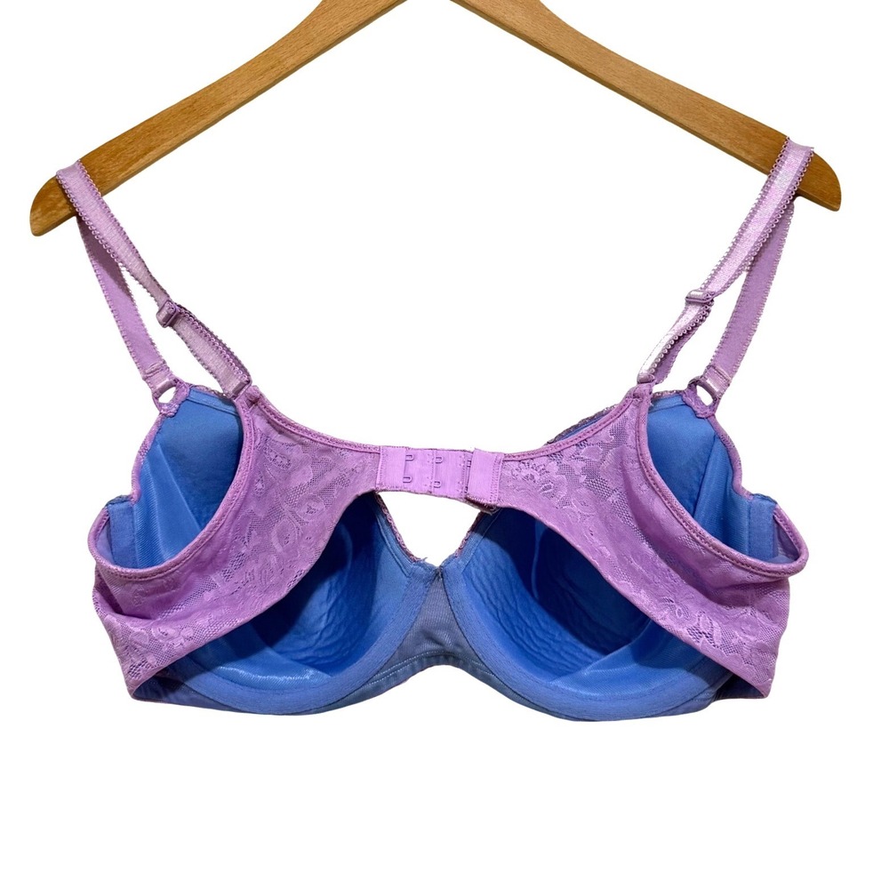 Bali Lace Desire Underwire Bra 38C Purple Blue Floral Lace Padded Sexy Cute - Picture 2 of 3
